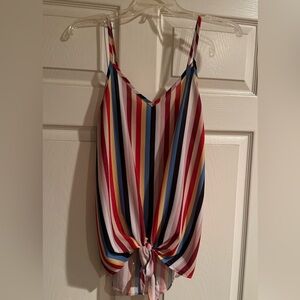 Reborn J Multicolor Striped Tie-Front Cami